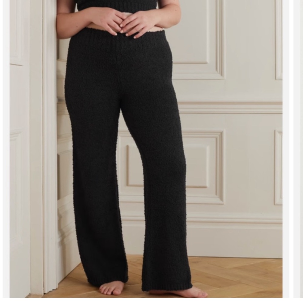 SKIMS Wide Leg Pants Size 2X Black‎ Cozy Knit High Rise Comfortable Lounge